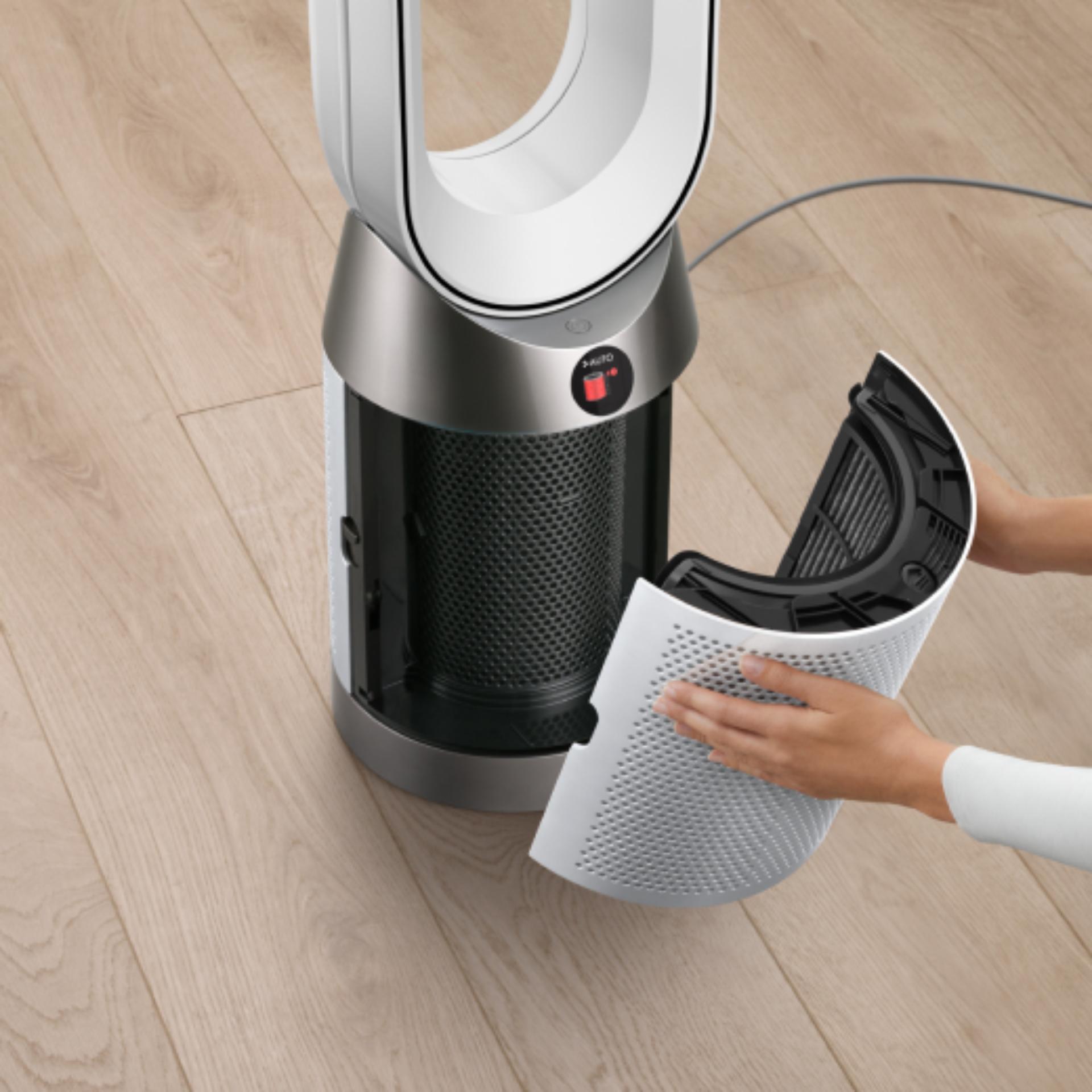 Close-up of the Dyson Purifier Cool Gen1 TP10 purifying fan showing the filter being changed.