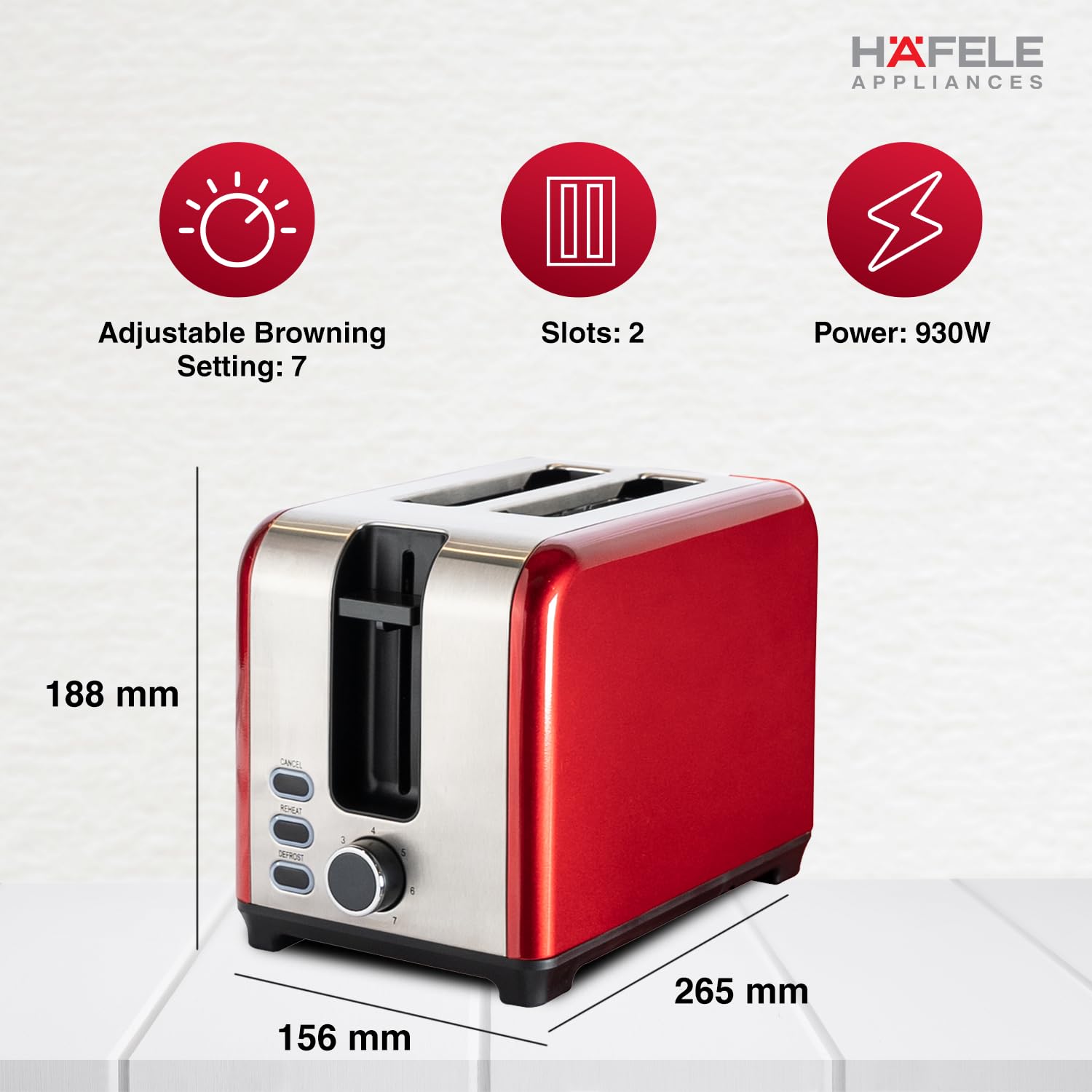 HAFELE  TOASTER  AMBER RED (535. 43 .550)